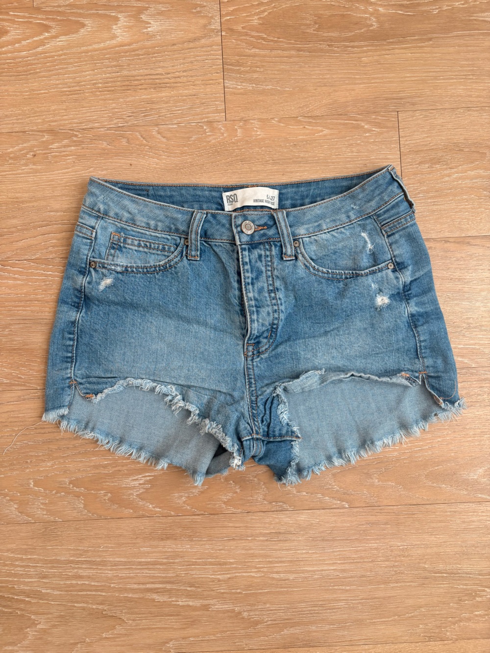 RSQ Medium Blue Distressed Denim Cutoff Shorts